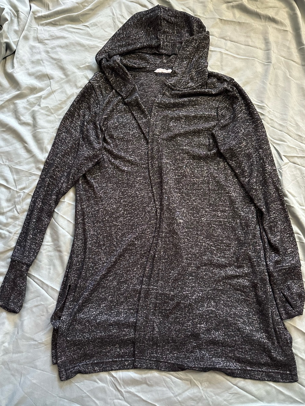 Lightweight Hooded Open Cardigan Sweater - Charcoal